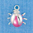 C2662 - Ladybug - Pink Acrylic - Silver Charm